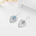 wholesale 925 Sterling Silver Blue CZ Filigree Heart Drop Earrings for Women and Teen Girls-0-2