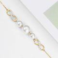 wholesale 10k Gold Infinity Bracelet with Moissanite and Freshwater Cultured Pearls 6.8-8.4 inches-0-7
