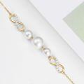 wholesale 10k Rose Gold Infinity Pearl Bracelet With White Pearls And Diamonds-0-7