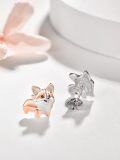 wholesale 925 Sterling Silver Corgi Dog Stud Earrings for Women - Cute Puppy  for Dog Moms & Pet Lovers-0-1