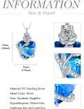 wholesale 925 Sterling Silver Blue Heart Rose Cremation Jewelry Keepsake Pendant with Funnel and Fill Kit for Ashes-0-4