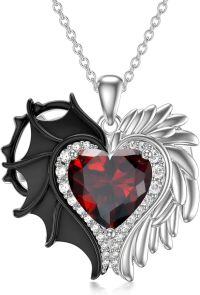 wholesale TOUPOP Angel Wings Necklace For Women 925 Silver Wings Pendant Necklace With Ruby Wings Jewelry Gift For Her Wife Daughter Nurse Mom Birthday Christmas Gift -undefined