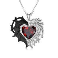 TOUPOP 925 Silver Ruby Angel Wings Pendant Necklace Gift For Women-undefined