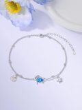 wholesale 925 Sterling Silver Blue Opal Turtle Shell Starfish Charm Ankle Bracelet-0-1