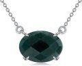 wholesale 925 Sterling Silver Green Emerald Oval Cut Gemstone Pendant Necklace for Women Fine  for Mom Wife Friends-0-0