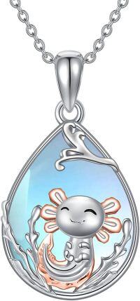 wholesale 925 Sterling Silver Teardrop Sunflower Blue Agate Pendant Necklace for Women-Silver