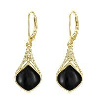wholesale 925 Sterling Silver Teardrop Drop Earrings Wholesale With Celtic Knots-Black Onyx_B
