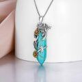 wholesale 925 Sterling Silver Turquoise Sunflower Highland Cow Pendant Necklace Gifts for Women-0-1
