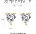 wholesale 14K Gold Topaz Garnet Ruby Heart Stud Earrings for Women Girls Gifts-0-3