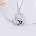 wholesale 925 Sterling Silver Heart-Shaped Cow and Girl Pendant Necklace - Mother's Day Gifts for Mom-0-2