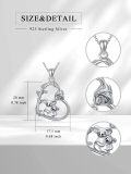 wholesale 925 Sterling Silver Koala Bear Family Love Heart Pendant Necklace for Women Girls - 45cm Chain Length-0-4