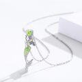 wholesale 925 Sterling Silver Green CZ Mermaid Pendant Necklaces for Women Sea Life Gifts-0-1