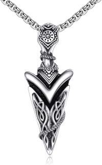 wholesale 925 Sterling Silver Gold Plated Tribal Arrowhead Pendant Necklaces for Men Women Vintage Ethnic Style Norse Viking Amulet Talisman Protection  47cm Chain Length-Arrowhead Necklace