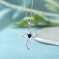 wholesale 925 Sterling Silver Moissanite Infinity Cross Birthstone Necklace 18+2-0-2
