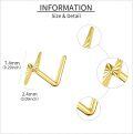 wholesale 14k Yellow Gold L-Shaped Nose Ring with Cubic Zirconia Cut Design and Lightning Bolt Detailing-0-2