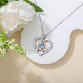 wholesale 925 Sterling Silver Blue Topaz and Cubic Zirconia Double Heart Pendant Necklace-0-1