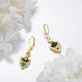 wholesale 925 Sterling Silver Earrings Wholesale Green Black Gemstone Pendant With Gold Tone-0-4