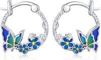 wholesale 925 Sterling Silver Butterfly and Flower Design Hypoallergenic Small Huggie Hoop Earrings for Women-Butterfly