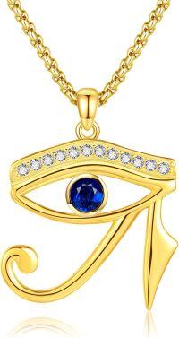 wholesale Gold 925 Sterling Silver Evil Eye Pendant Necklace - Egyptian Protection  for Men & Women-Gold