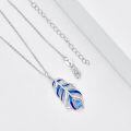 wholesale 925 Sterling Silver Blue Opal Feather Pendant Necklace - Native American Style Gemstone Jewelry for Women Gifts-0-1