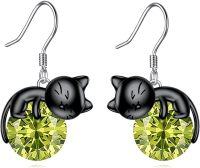 wholesale 14K Gold Pink Crystal Black Cat Pendant Necklace for Women Cats Lover-C-8-Black Cat August