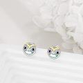wholesale 925 Sterling Silver Moonstone Owl Stud Earrings for Women - Blue and Black Eyes-0-3