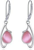 wholesale Sterling Silver Moonstone Larimar Moss Agate Pink Opal Drop Leverback Earrings-0-0