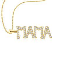 wholesale 925 Sterling Silver Mama Letters Pendant Necklace With Cubic Zirconia-Gold
