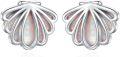 wholesale 925 Sterling Silver Shell Shape White Opal Stud Earrings for Sensitive Skin-0-0