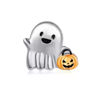 wholesale 925 Sterling Silver Halloween Ghost Pumpkin Pin Brooches for Women Girls Gifts-Ghost