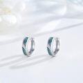 wholesale 925 Sterling Silver Turquoise Stone Viking Celtic Hoop Earrings 14x8 mm Hypoallergenic s for Women Men-0-2