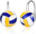 wholesale 925 Sterling Silver Volleyball Shape Sporty Leverback Earring for Women-0-0
