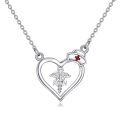 wholesale 925 Sterling Silver Nurse Hat & Heartbeat Pendant Necklace for Women and Teenage Girls-0-0