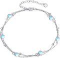 wholesale 925 Sterling Silver Moonstone Bracelet Anklet for Women Beach -0-0