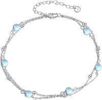 wholesale 925 Sterling Silver Moonstone Bracelet Anklet for Women Beach -undefined
