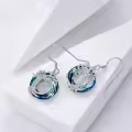 TOUPOP Sterling Silver Blue Crystal Snake Earrings Tree Of Life Drop Dangle Hooks Jewelry-0-3
