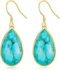 wholesale 925 Sterling Silver and Turquoise Tear Drop Dangle Earrings for Women-0-0