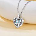 wholesale 925 Sterling Silver Turquoise Butterfly Heart Photo Locket Pendant Necklace for Women Girls Gifts-0-2