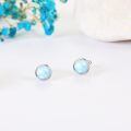 wholesale 925 Sterling Silver Round Blue Larimar Stud Earrings For Women-0-2