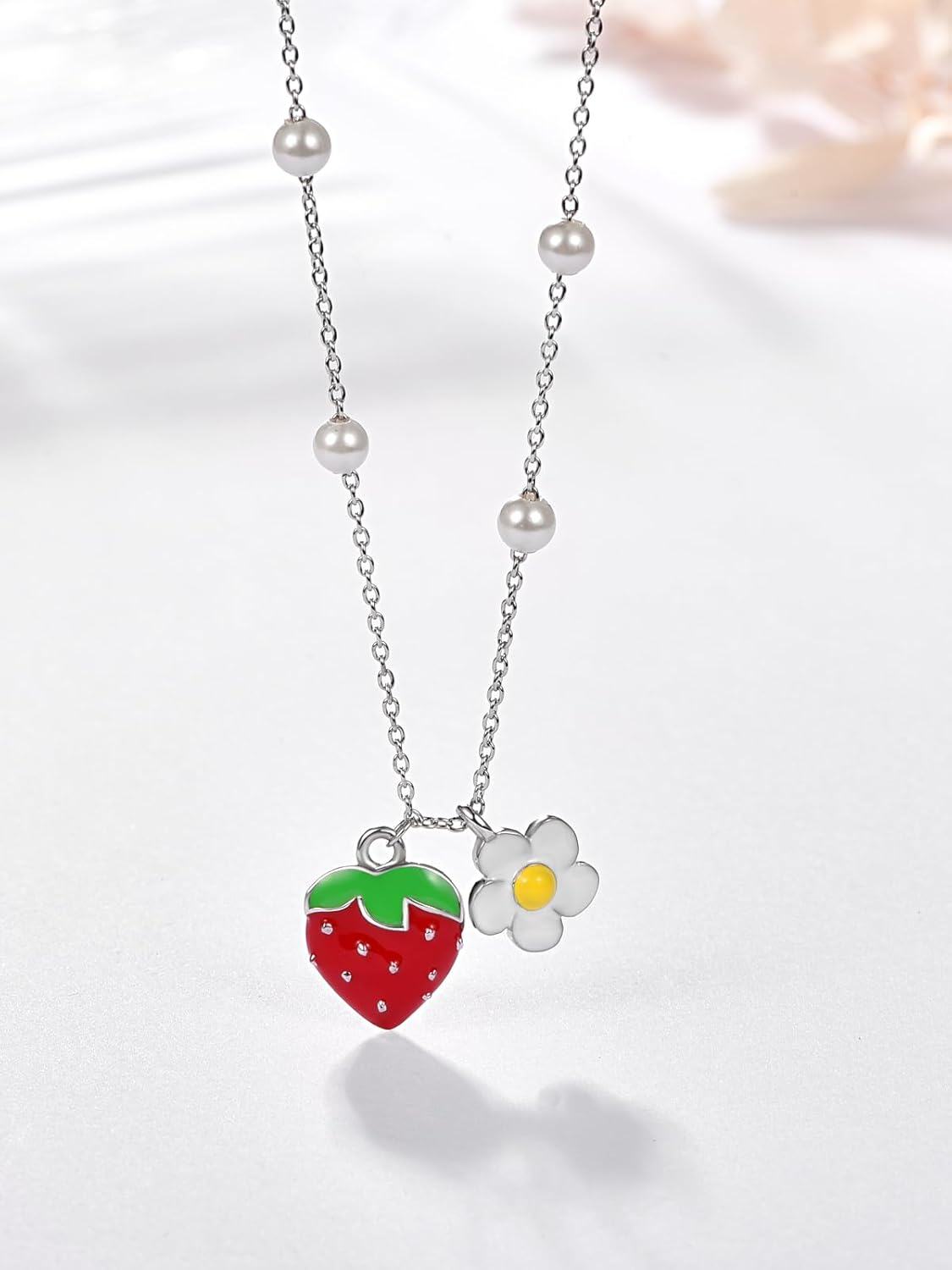 925 Sterling Silver Pearl Daisy Flower Charm Pendant Necklace for Women Minimalist  Ideas-0-1