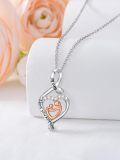 wholesale 925 Sterling Silver Heart-Shaped Mom and Child Pendant Necklace with Cubic Zirconia Elements - I Love You Forever Inscription-0-2