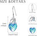wholesale 925 Sterling Silver Dolphin Heart Shape Iridescent Scale Drop Earrings for Women and Girls-0-1