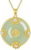 wholesale Jade Lotus Necklace For Women 14k Gold Plated Sterling Silver Good Fortune Jade Jewelry Birthday Christmas Gifts For Women Mom Wife -0-0