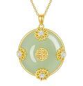 TOUPOP 14K Gold Plated Sterling Silver Jade Lotus Necklace For Women-0-0