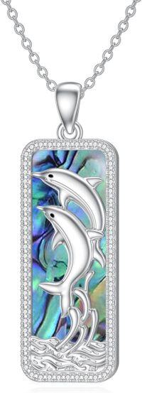 wholesale  Sterling Silver Dolphin Pendant Necklace Ocean Jewelry Gift for Women -Abalone Shell