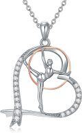 wholesale 925 Sterling Silver Musical Notes and Gymnast Pendant Necklace - Theatre Themed Gifts for Women-0-0