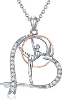 wholesale 925 Sterling Silver Musical Notes and Gymnast Pendant Necklace - Theatre Themed Gifts for Women-Gymnastics