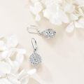 wholesale 925 Sterling Silver Rose Flower Teardrop Leverback Drop Earrings for Women Girls  4cm Long-0-4