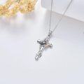 wholesale 925 Sterling Silver Cross with Honeybee and Flower Charm Pendant Necklace for Women Girls  45cm Chain Length-0-2