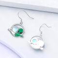 wholesale 925 Sterling Silver Green Alien Moonstone Drop Earrings-0-3